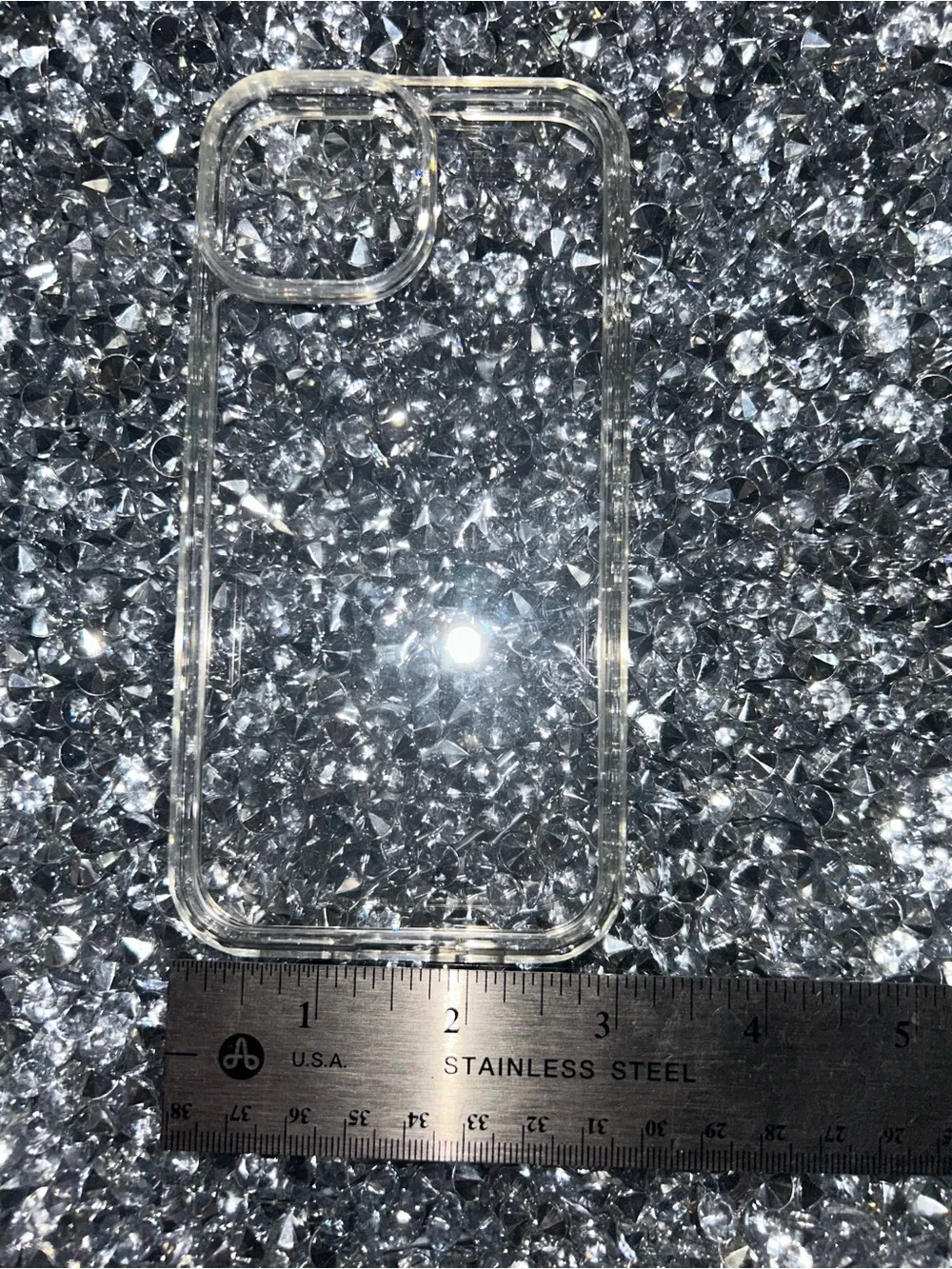 Clear Crystal Accent Phone Case - Transparent Sparkle iPhone 15
